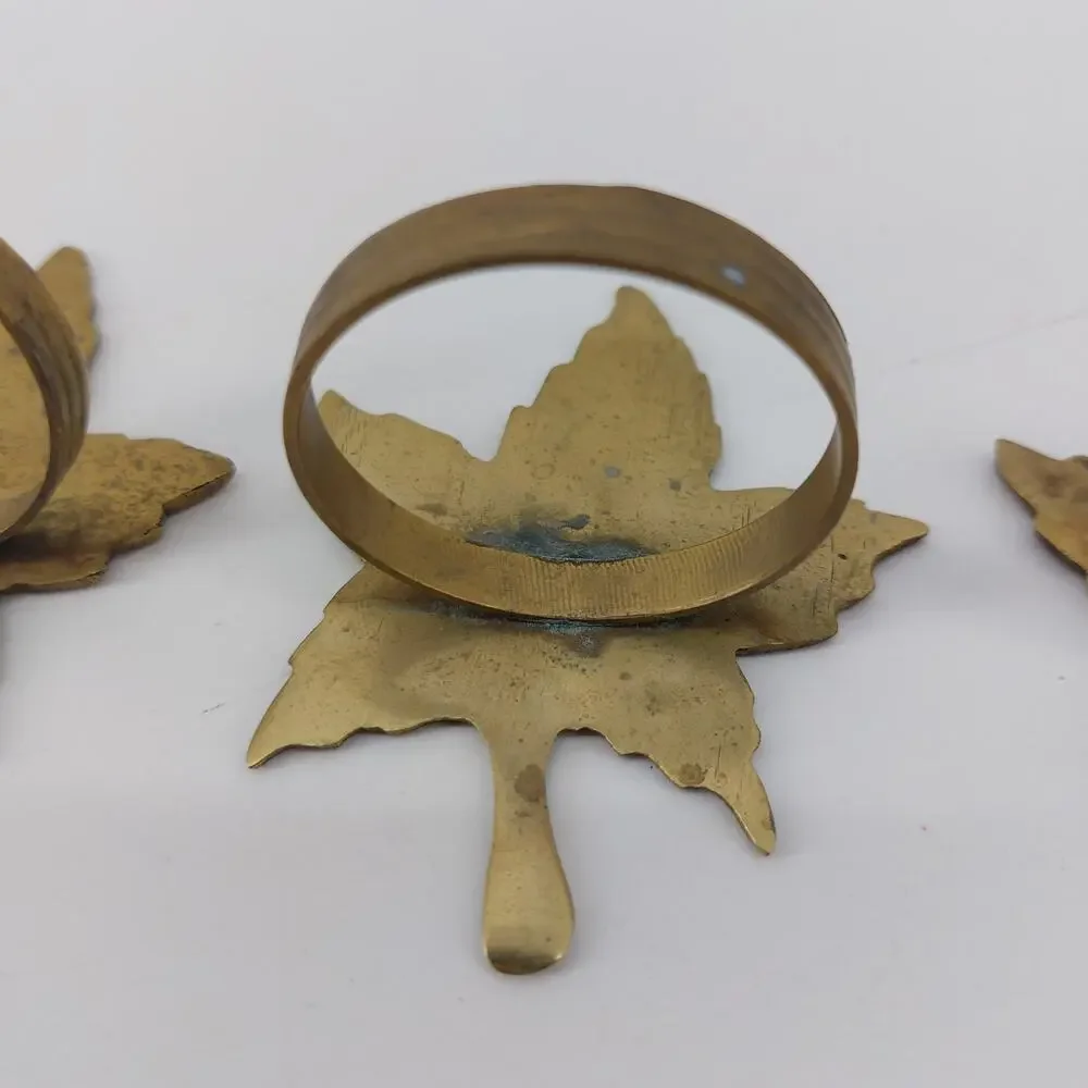Thanksgiving Fall Leaves Napkin Rings Dining Gold Tone Lot 3 - Picture 7 of 12